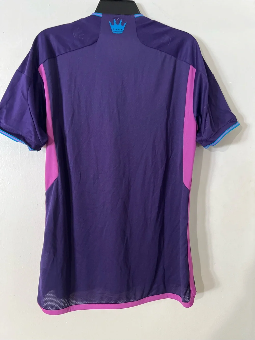 adidas Charlotte FC Purple Jersey with Pink Stripes and Blue Accents